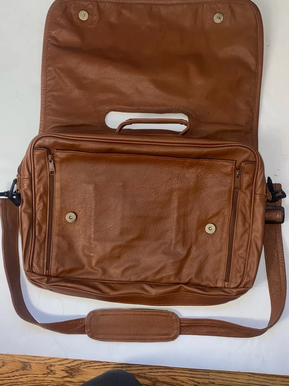 Ace Leather Goods Brown Leather Bag Briefcase - Handcrafted - laptop iPad carry